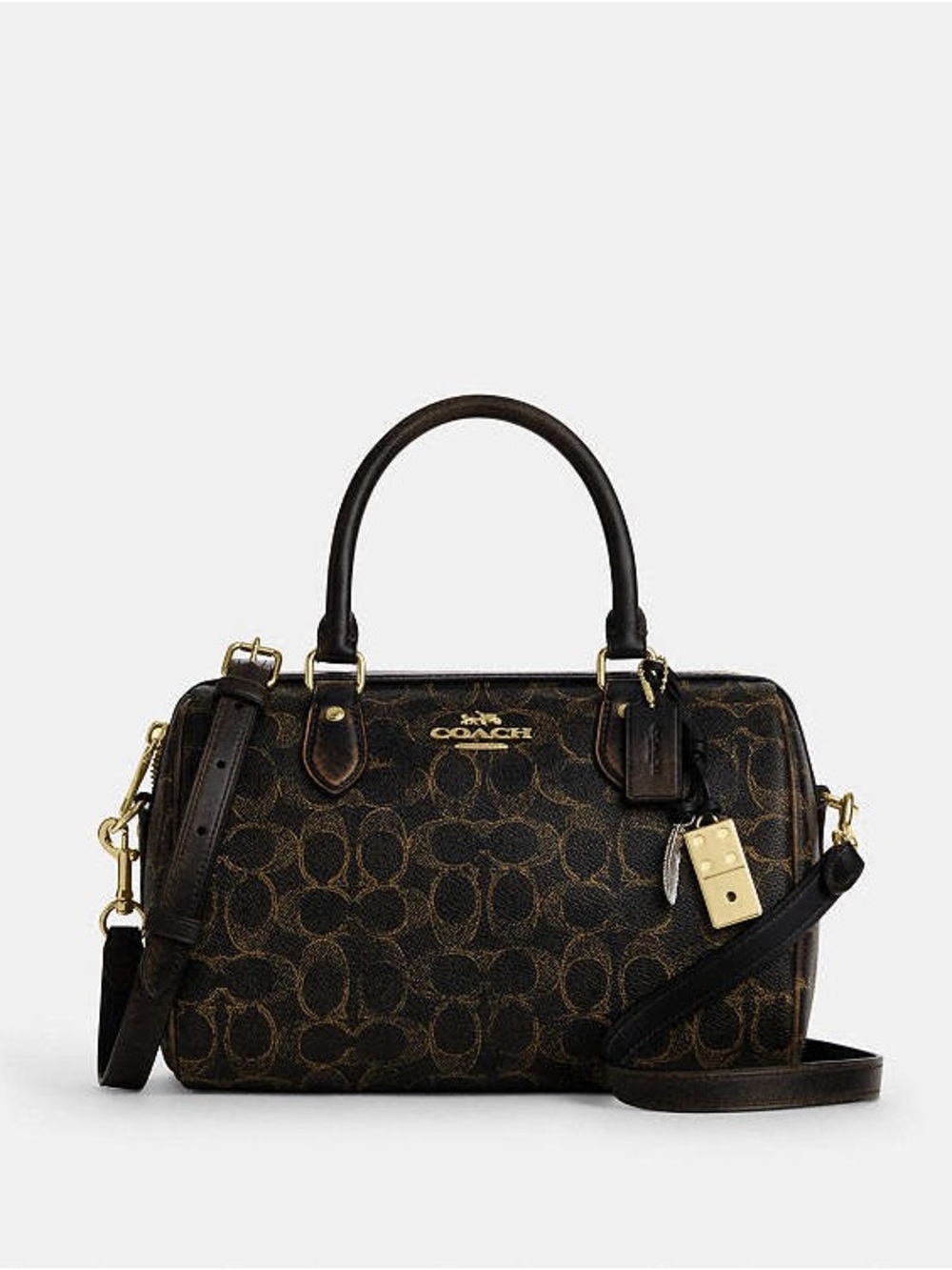 Coach Rowan Satchel Bag
In Loved Signature Canvas With Charms Brown and Gold